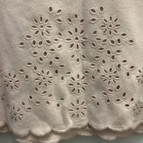 Rebecca Minkoff Soft Pink Morgan Scalloped Eyelet Crew Neck Sweatshirt - Picture 6 of 7